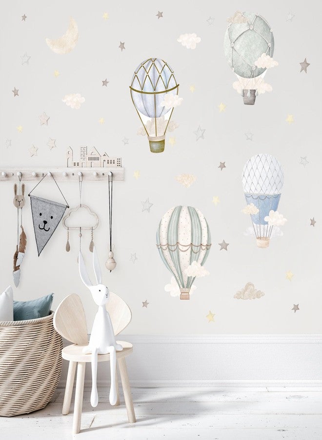 YIMEHDAN Watercolor Hot Air Balloon Wall Decals, Stars Clouds Balloon Vinyl Wall Stickers, Peel and Stick Colorful Artwork for Nursery Bedroom Toddler Room Playroom Decor - Image 5